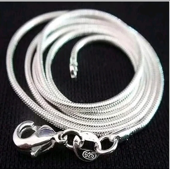 1MM NEW 925 STERLING SKINNY SILVER ROUND SNAKE CHAIN NECKLACE 18" - Picture 4 of 13